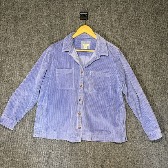 L.L. Bean Tops - LL Bean Corduroy Shacket Jacket L blue Cabin core Cozy Soft Chore Shirt